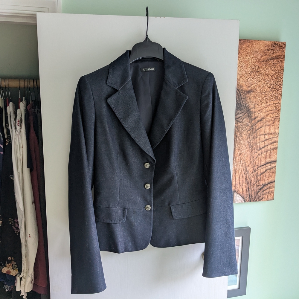 Tahari Gray Blazer Suit Jacket